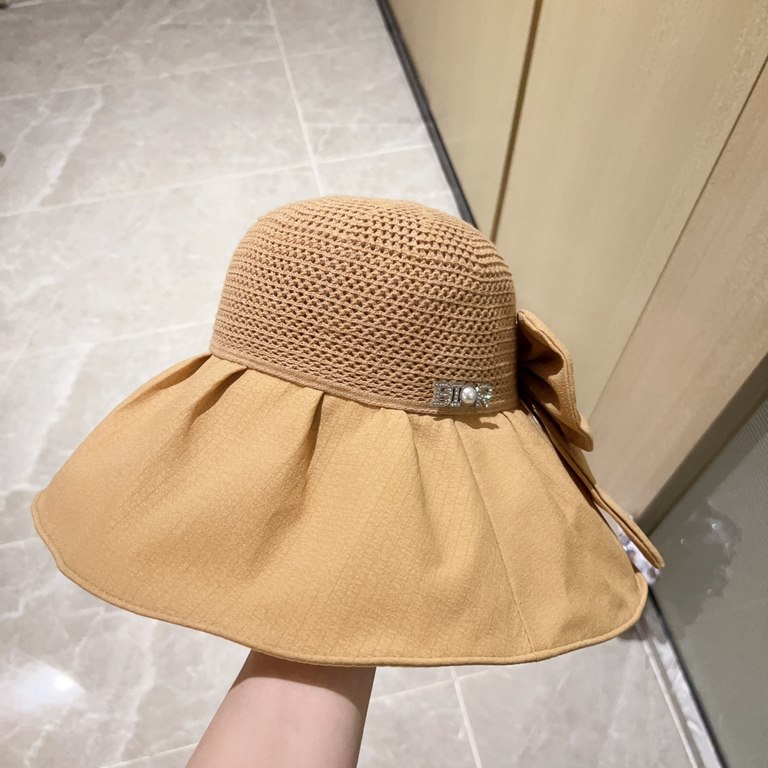 with dust bag [Dior Dior] 2023 spring and summer models of simple large-brimmed bow fisherman's hat, the big models are super good with the big brands, hurry to get it!