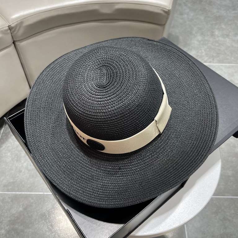 Dior Dior Straw Hat, Sun Hat, Beach Sun Hat Cap, Celebrity Style, With Webbing Headband 57cm