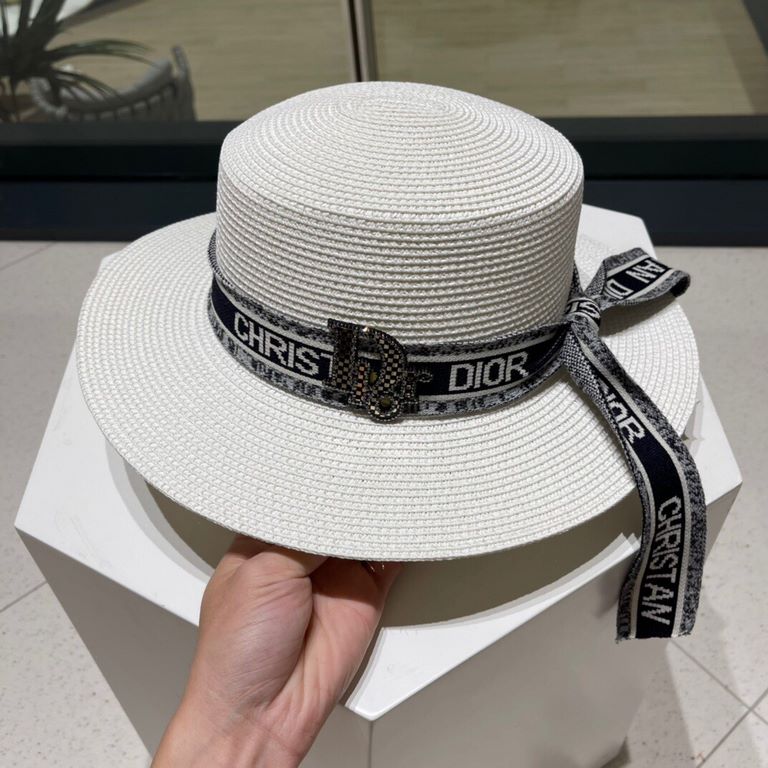 [Dior Dior] 2022 new straw sun shading straw hat basin hat   beach style, simple and generous, versatile single product ~ the first choice for the street, the new cap is super-beautiful and greasy, new on the shelves!