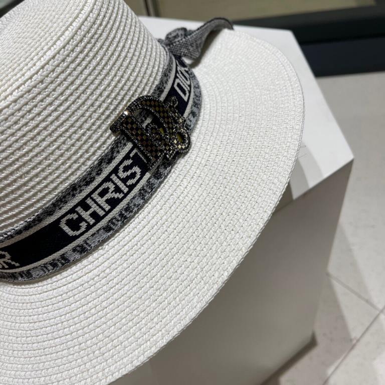 [Dior Dior] 2022 new straw sun shading straw hat basin hat   beach style, simple and generous, versatile single product ~ the first choice for the street, the new cap is super-beautiful and greasy, new on the shelves!