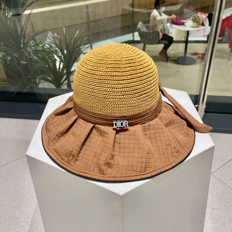 DIOR Dior vinyl sun hat women's UV shielding face show face small large brim beach fisherman hat foldable sun hat