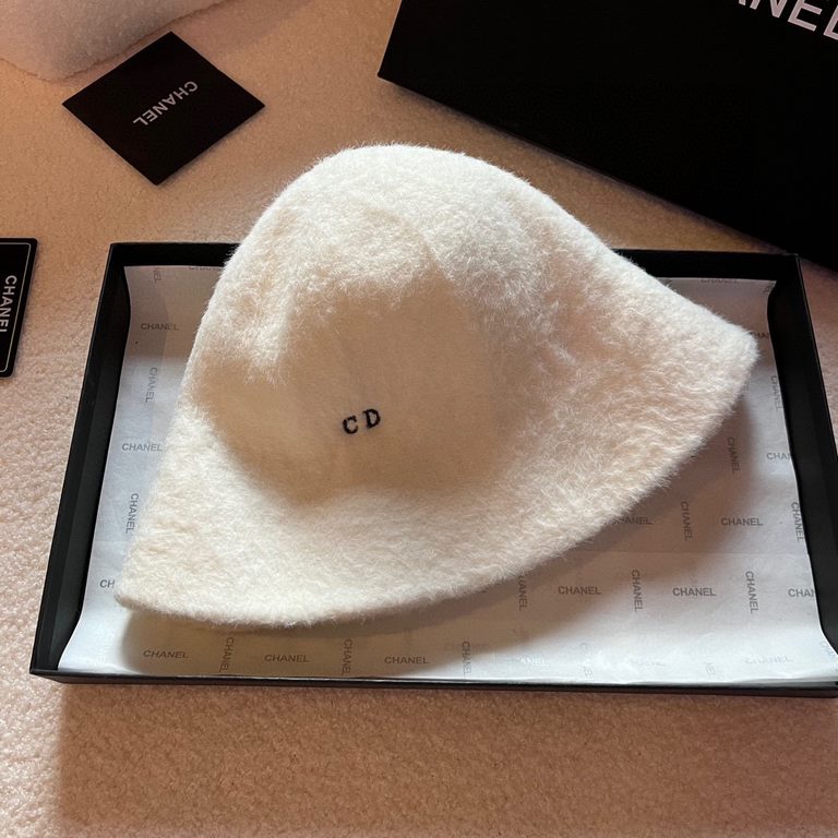 T￥Dior Dior Mink Fisherman's Hat, Cold Hat, Black and White