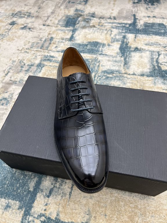 Dior ~ Size38-45D's new men's high-end men's business shoes, made of imported calfskin leather, hand-rubbed color change process, with cowhide liningpadded feet, imported Italian leather outsole, showing luxury!