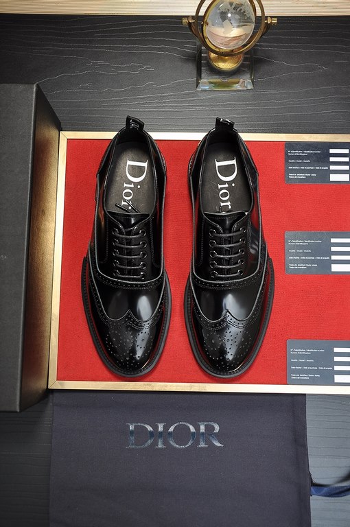 Factory   [Dior Dior] high-end goods cowhide lining original quality Dior - . Dior original purchase, high-end leather shoes, fabric the use of imported Italian open edge beads cowhide  water-dyed cowhide  cowhide  speci