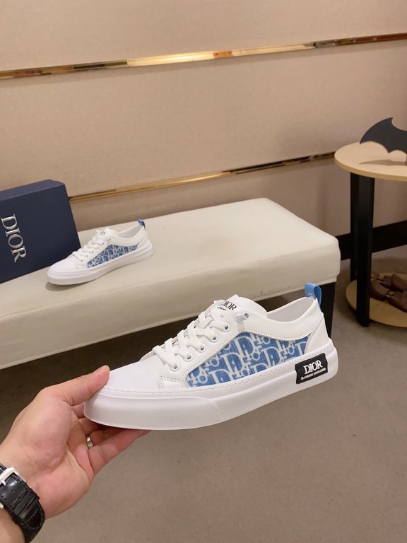 Factory price [Dior] new casual sports style men's shoes, new spring and summer models design, perfect workmanship, lace-up lazy models to create the quality of the suitcase, Upper imported first layer cowhide, senior sh