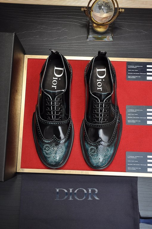 Factory   [Dior Dior] high-end goods cowhide lining original quality Dior - . Dior original purchase, high-end leather shoes, fabric the use of imported Italian open edge beads cowhide  water-dyed cowhide  cowhide  speci