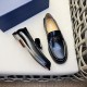 DIOGranville Formal Leather Loafers｜Made of black smooth cowhide leather｜Metallic laminated brass Dior Oblique logo on upper｜Matched with leather sole in the same color｜Dior logo engraved on heel for a more sophisticated