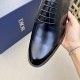 Dior Derby Shoes｜Leather soled formal shoes｜Meticulously crafted in open-edge beaded cowhide｜Water dyed cowhide lining｜With classic lace-up closure｜Side embossed logo｜Sheeny stacked heel for a touch of style｜Can be worn 