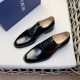 Dior Derby Shoes｜Leather soled formal shoes｜Meticulously crafted in open-edge beaded cowhide｜Water dyed cowhide lining｜With classic lace-up closure｜Side embossed logo｜Sheeny stacked heel for a touch of style｜Can be worn 