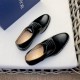 Dior Derby Shoes｜Leather soled formal shoes｜Meticulously crafted in open-edge beaded cowhide｜Water dyed cowhide lining｜With classic lace-up closure｜Side embossed logo｜Sheeny stacked heel for a touch of style｜Can be worn 