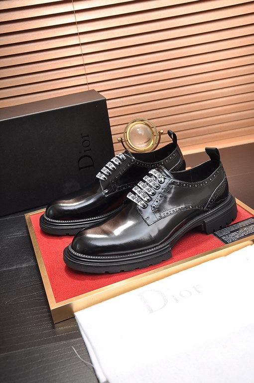 Factory   [Dior Dior] high-end goods cowhide lining original quality Dior - . Dior original single purchase, high-end shoes, fabric the use of imported Italian open edge beads cowhide  water-dyed cowhide  cowhide  specia