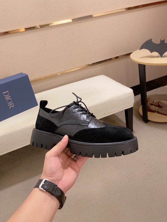 Factory   [Dior - Dior] new leather shoes  , top    new counter synchronization on sale, the upper    Italian imported suede cowhide with fabric, all imported cowhide lining  cowhide insole   , completely  1  than 1   re