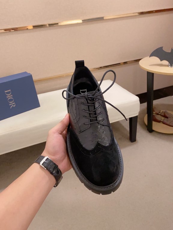 Factory   [Dior - Dior] new leather shoes  , top    new counter synchronization on sale, the upper    Italian imported suede cowhide with fabric, all imported cowhide lining  cowhide insole   , completely  1  than 1   re