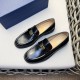 DIOGranville Formal Leather Loafers｜Made of black smooth cowhide leather｜Metallic laminated brass Dior Oblique logo on upper｜Matched with leather sole in the same color｜Dior logo engraved on heel for a more sophisticated