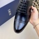 Dior Derby Shoes｜Leather soled formal shoes｜Meticulously crafted in open-edge beaded cowhide｜Water dyed cowhide lining｜With classic lace-up closure｜Side embossed logo｜Sheeny stacked heel for a touch of style｜Can be worn 