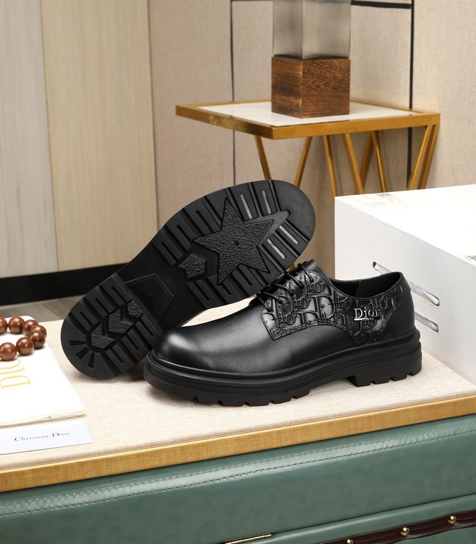 Dior - . Dior high-end leather shoes, fabric imported Italian cowhide  water-dyed cowhide lining  cowhide lining  special original outsole, fine workmanship, in-kind shooting  size 38-44 (with a full set of packaging)