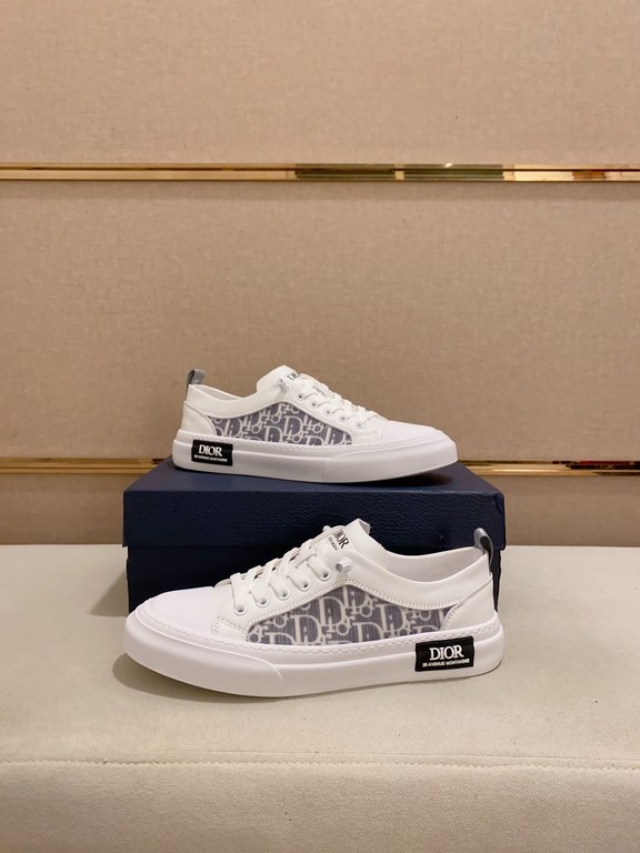 Factory price [Dior] new casual sports style men's shoes, new spring and summer models design, perfect workmanship, lace-up lazy models to create the quality of the suitcase, Upper imported first layer cowhide, senior sh