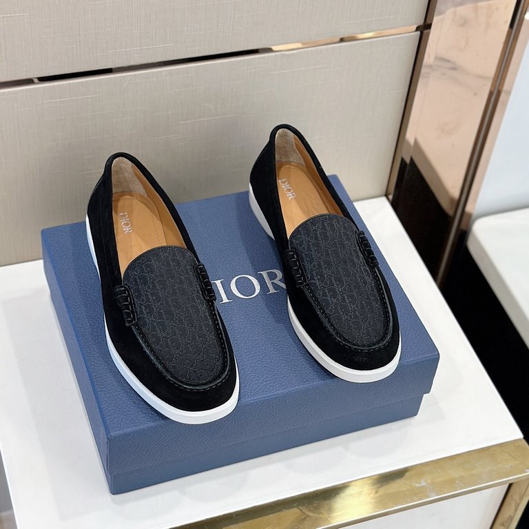 DioGranville Men's Loafers - Original ReplicaPurchased as an original, one to one replica.A casual formal shoe. Crafted from luxuriously soft navy suede, the upper is adorned with Oblique printed inserts. Finished with a