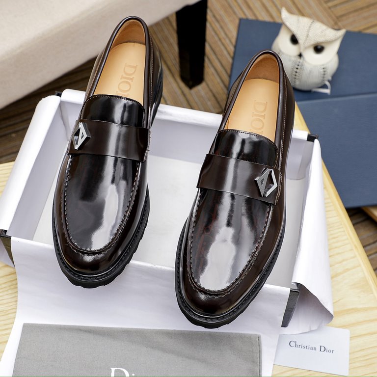 Factory     [Dior] Dior Hong Kong counter new casual men's shoes on the market official 11 production Italian original patent cowhide   water-dyed   leather lining European and American masters design perfect shape to cr