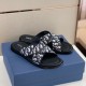 DioГ Alias Men's SlippersThis Alias sandal is new for Summer 2023 and shows off casual elegance. Meticulously crafted from grained cowhide leather, Oblique printed fabric and cowhide lining! Crossover strap design with m