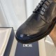 Dior Derby Shoes｜Leather soled formal shoes｜Meticulously crafted in open-edge beaded cowhide｜Water dyed cowhide lining｜With classic lace-up closure｜Side embossed logo｜Sheeny stacked heel for a touch of style｜Can be worn 