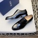 Dior Derby Shoes｜Leather soled formal shoes｜Meticulously crafted in open-edge beaded cowhide｜Water dyed cowhide lining｜With classic lace-up closure｜Side embossed logo｜Sheeny stacked heel for a touch of style｜Can be worn 