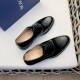 Dior Derby Shoes｜Leather soled formal shoes｜Meticulously crafted in open-edge beaded cowhide｜Water dyed cowhide lining｜With classic lace-up closure｜Side embossed logo｜Sheeny stacked heel for a touch of style｜Can be worn 