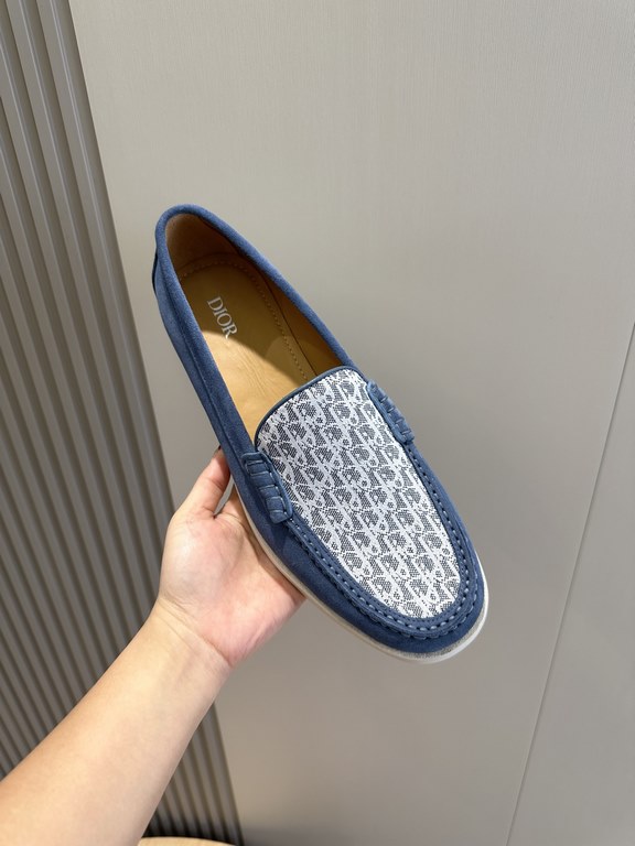 DioGranville Men's Loafers - Original ReplicaPurchased as an original, one to one replica.A casual formal shoe. Crafted from luxuriously soft navy suede, the upper is adorned with Oblique printed inserts. Finished with a