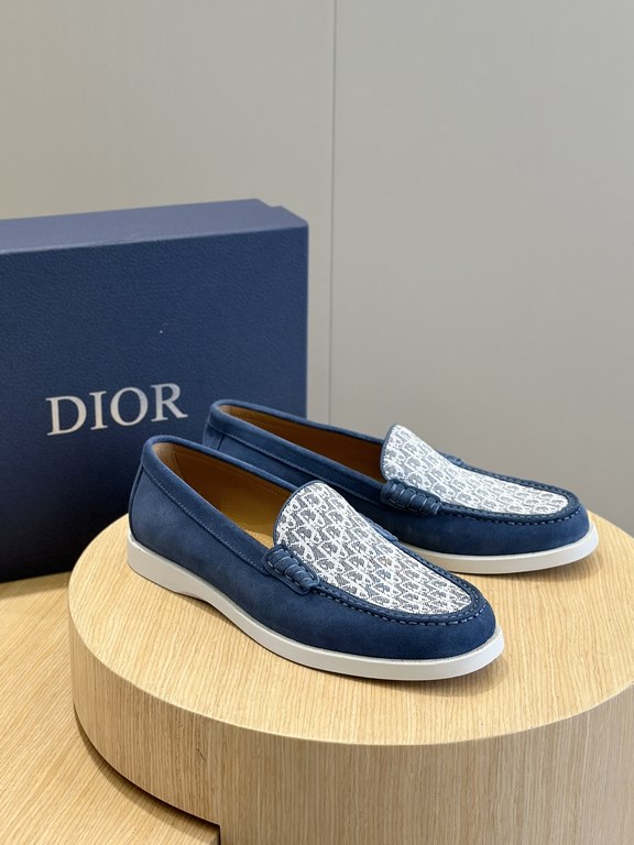 DioGranville Men's Loafers - Original ReplicaPurchased as an original, one to one replica.A casual formal shoe. Crafted from luxuriously soft navy suede, the upper is adorned with Oblique printed inserts. Finished with a