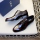 Dior Derby Shoes｜Leather soled formal shoes｜Meticulously crafted in open-edge beaded cowhide｜Water dyed cowhide lining｜With classic lace-up closure｜Side embossed logo｜Sheeny stacked heel for a touch of style｜Can be worn 