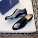 Dior Derby Shoes｜Leather soled formal shoes｜Meticulously crafted in open-edge beaded cowhide｜Water dyed cowhide lining｜With classic lace-up closure｜Side embossed logo｜Sheeny stacked heel for a touch of style｜Can be worn 