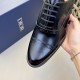 Dior Derby Shoes｜Leather soled formal shoes｜Meticulously crafted in open-edge beaded cowhide｜Water dyed cowhide lining｜With classic lace-up closure｜Side embossed logo｜Sheeny stacked heel for a touch of style｜Can be worn 