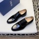 Dior Derby Shoes｜Leather soled formal shoes｜Meticulously crafted in open-edge beaded cowhide｜Water dyed cowhide lining｜With classic lace-up closure｜Side embossed logo｜Sheeny stacked heel for a touch of style｜Can be worn 