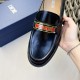 DIOGranville Formal Leather Loafers｜Made of black smooth cowhide leather｜Metallic laminated brass Dior Oblique logo on upper｜Matched with leather sole in the same color｜Dior logo engraved on heel for a more sophisticated