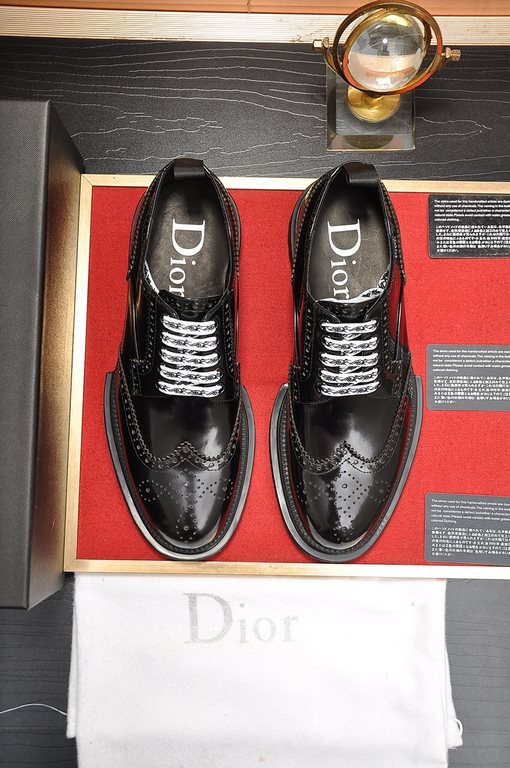 Factory   [Dior Dior] high-end goods cowhide lining original quality Dior - . Dior original purchase, high-end leather shoes, fabric the use of imported Italian open edge beads cowhide  water-dyed cowhide  cowhide  speci