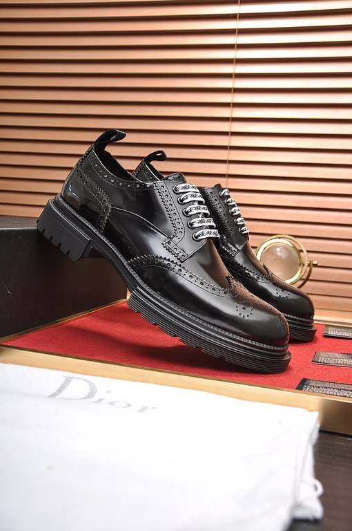 Factory   [Dior Dior] high-end goods cowhide lining original quality Dior - . Dior original purchase, high-end leather shoes, fabric the use of imported Italian open edge beads cowhide  water-dyed cowhide  cowhide  speci