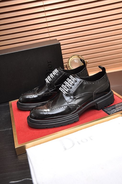 Factory   [Dior Dior] high-end goods cowhide lining original quality Dior - . Dior original purchase, high-end leather shoes, fabric the use of imported Italian open edge beads cowhide  water-dyed cowhide  cowhide  speci