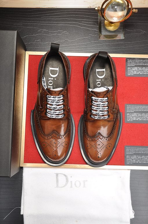 Factory   [Dior Dior] high-end goods cowhide lining original quality Dior - . Dior original purchase, high-end leather shoes, fabric the use of imported Italian open edge beads cowhide  water-dyed cowhide  cowhide  speci