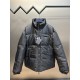 p675 PRADA Prada Reversible Down JacketPrada's iconic triangle logo is reinterpreted as a quilted pattern on this Re-Nylon stand-up jacket. The body has a modern, streetwear-inspired appeal, with an enameled metal triang