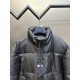 p675 PRADA Prada Reversible Down JacketPrada's iconic triangle logo is reinterpreted as a quilted pattern on this Re-Nylon stand-up jacket. The body has a modern, streetwear-inspired appeal, with an enameled metal triang