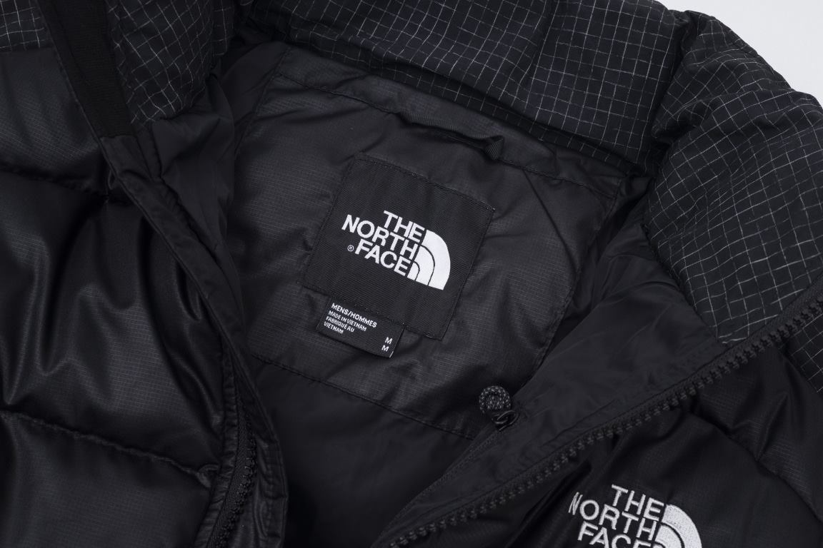 450  (Down Top Ceiling)The North Face Embroidered 23S American Short The North Face Winter New Women's Waist Down Jacket - Top Ceiling Plaid Patchwork Down Two Colors Super Long Legs One - High Waisted Ultra Short Design