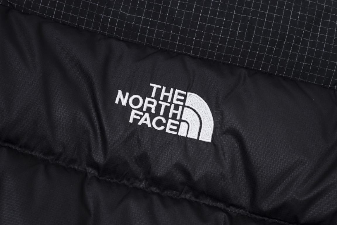 450  (Down Top Ceiling)The North Face Embroidered 23S American Short The North Face Winter New Women's Waist Down Jacket - Top Ceiling Plaid Patchwork Down Two Colors Super Long Legs One - High Waisted Ultra Short Design