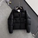 Down jacket - P910) annual warranty  Mon High Edition. (Cannon matte black) trade orders Patchwork leather details embellished men's hidden hood collar short down jacket placket pockets details using patchwork leather te