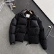 Down jacket - P910) annual warranty  Mon High Edition. (Cannon matte black) trade orders Patchwork leather details embellished men's hidden hood collar short down jacket placket pockets details using patchwork leather te