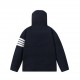 P475#Thom BrowneThom Browne Classic Four Bar Loose Hooded Men's and Women's Mid-Length White Duck Down Thickened Breaded Down JacketColor Gray, navy blueSize S M L