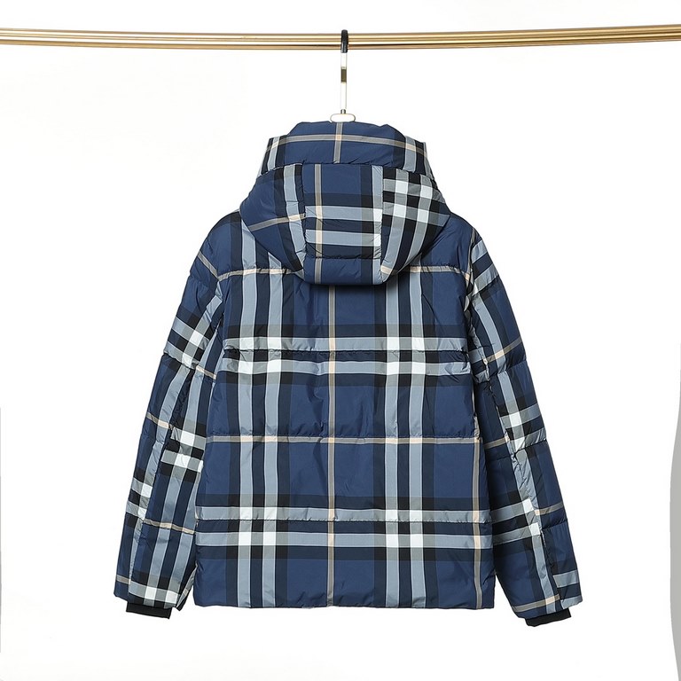 615 Burberry Burberry SS23 Heat Solid Color Blue Check Removable Hooded Classic Down JacketThe new national standard 80 down top version]Craft Bosideng teacher personally manipulate large goods, the whole network exclusi