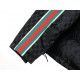 P615 GUCCI Gucci SS23 official new full print dark jacquard red and green webbing hooded detachable down jacket Cooling quality control newColor BlackSize 46 48 50 52Size ChartLength Chest Shoulder Width Sleeve LengthSiz