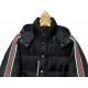 P615 GUCCI Gucci SS23 official new full print dark jacquard red and green webbing hooded detachable down jacket Cooling quality control newColor BlackSize 46 48 50 52Size ChartLength Chest Shoulder Width Sleeve LengthSiz