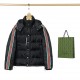 P615 GUCCI Gucci SS23 official new full print dark jacquard red and green webbing hooded detachable down jacket Cooling quality control newColor BlackSize 46 48 50 52Size ChartLength Chest Shoulder Width Sleeve LengthSiz