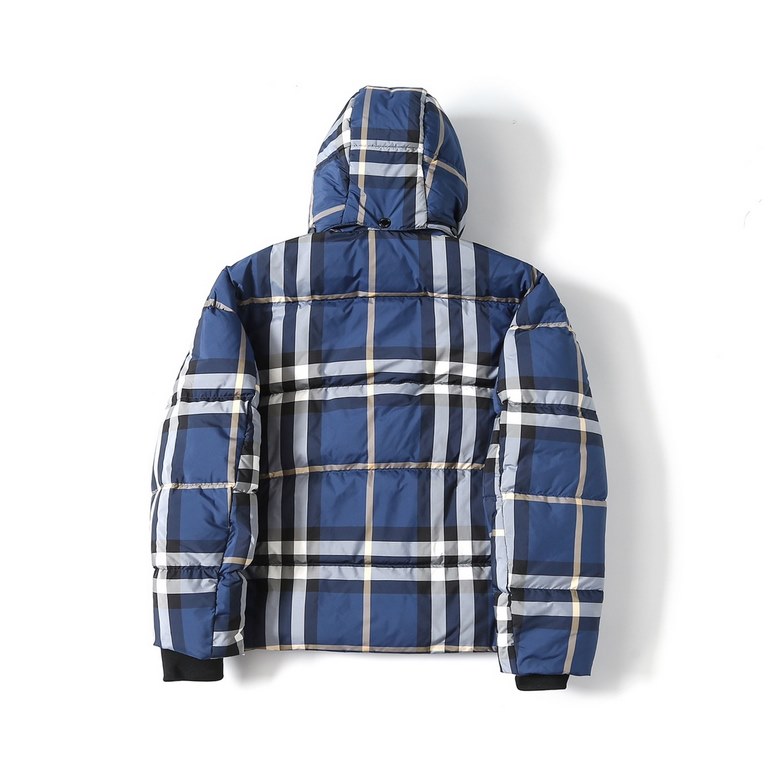 P585 onlyBurberry SS23 Solid Color Check Removable Hooded Classic Down Jacket (New GB 80 Down)Material using the original consistent high-density 100% polyester plaid material fabric highly reproducible original fabricsF